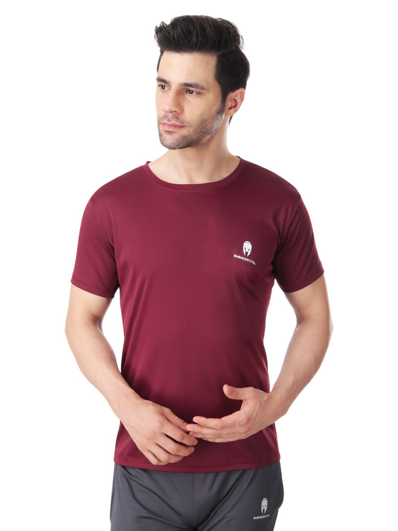Immortal Maroon Dry-Fit T-shirt for Lean physique - Image 4