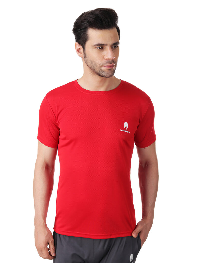 Immortal Red jacquard  Dry-Fit T-shirt For Lean Physique - Image 3