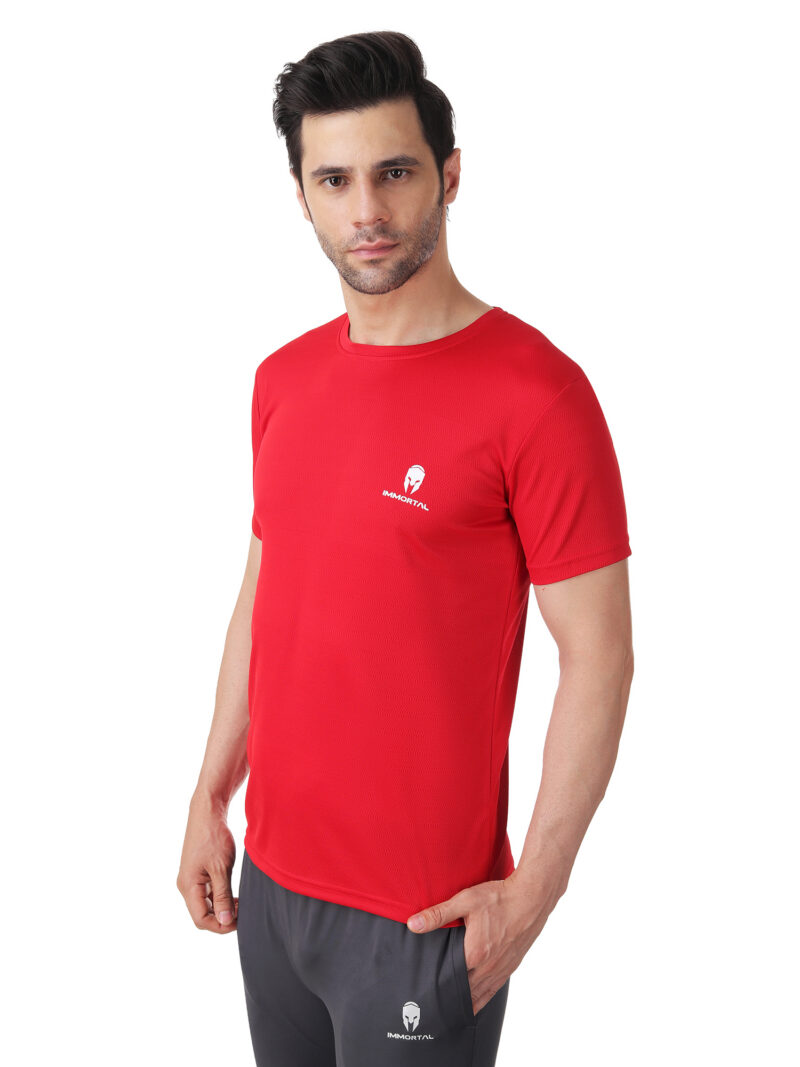 Immortal Red jacquard  Dry-Fit T-shirt For Lean Physique