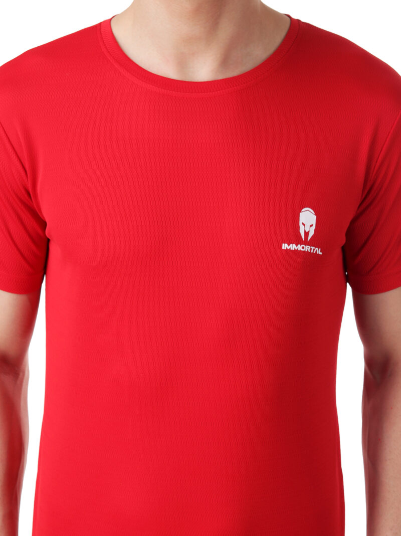 Immortal Red jacquard  Dry-Fit T-shirt For Lean Physique - Image 6