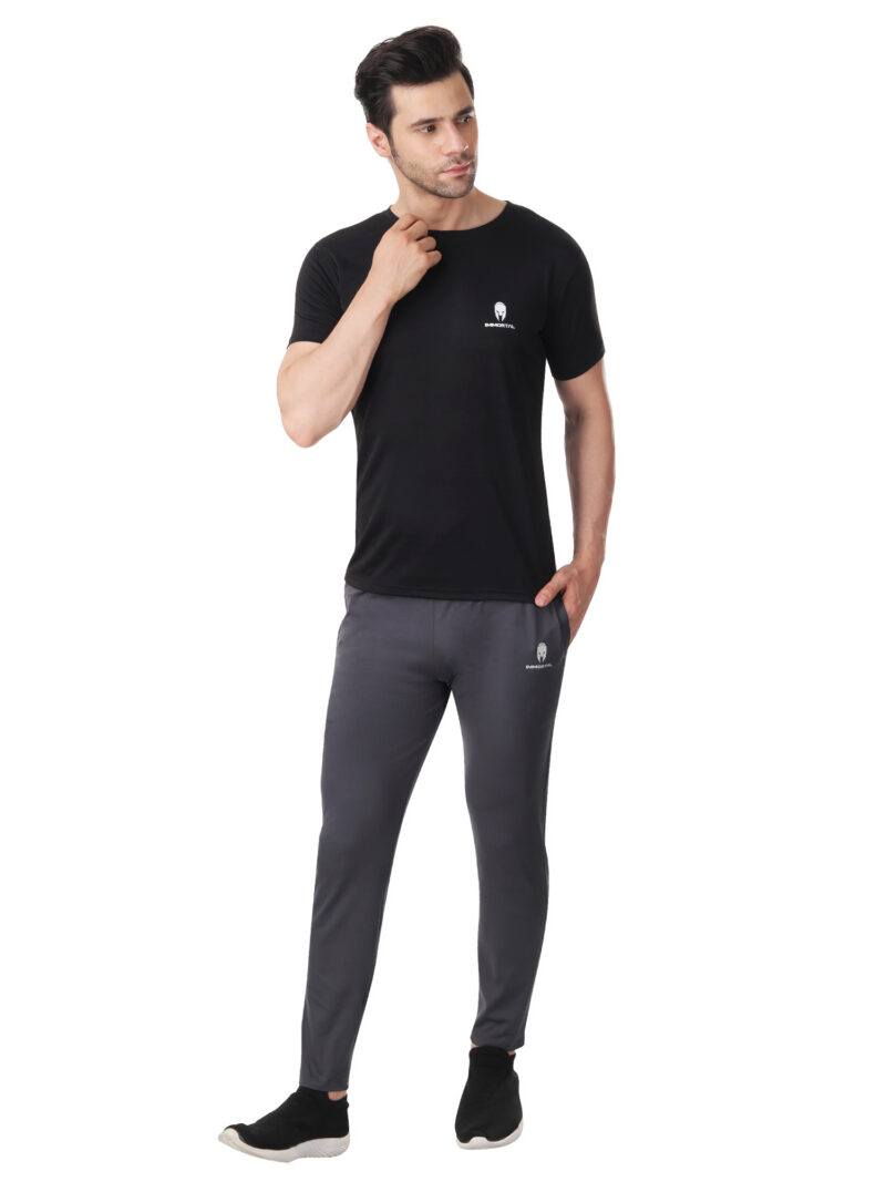 Immortal Black jacquard Dry-Fit T-shirt For Lean Physique - Image 2