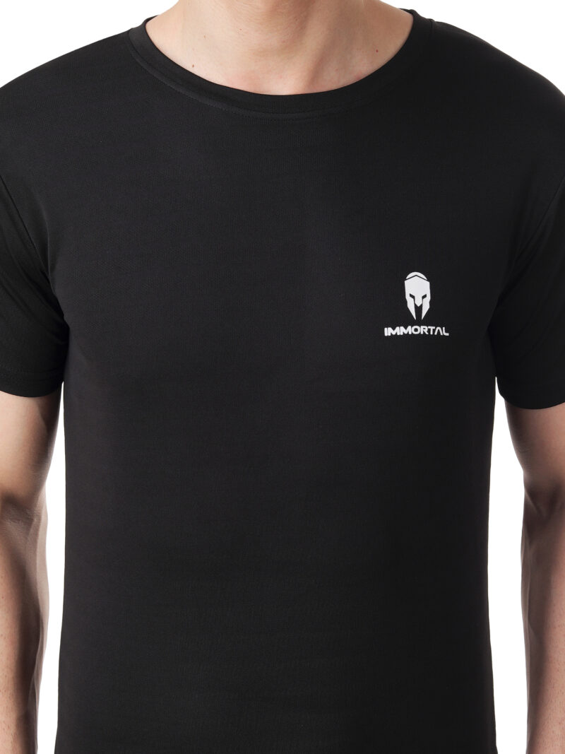 Immortal Black jacquard Dry-Fit T-shirt For Lean Physique - Image 7