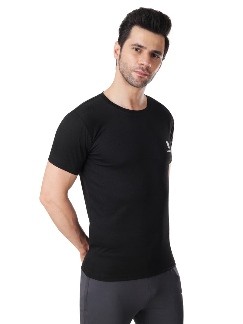 Immortal Black jacquard Rice Dry-Fit T-shirt For Lean Physique - Image 5