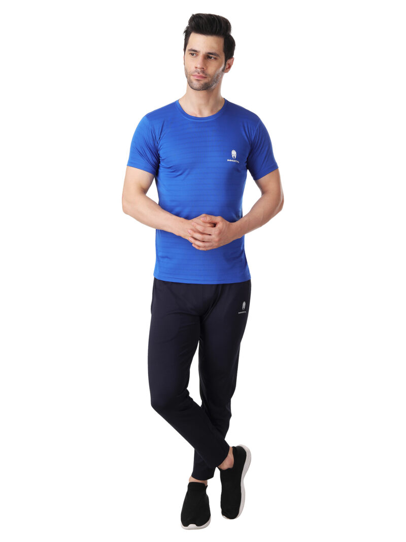 Immortal Royal Blue jacquard Dry-Fit T-shirt For Lean Physique - Image 2