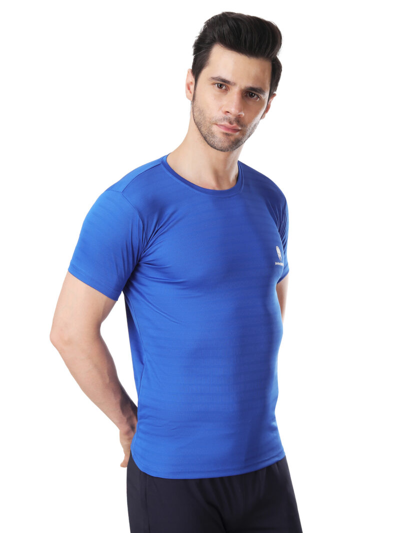Immortal Royal Blue jacquard Dry-Fit T-shirt For Lean Physique - Image 5