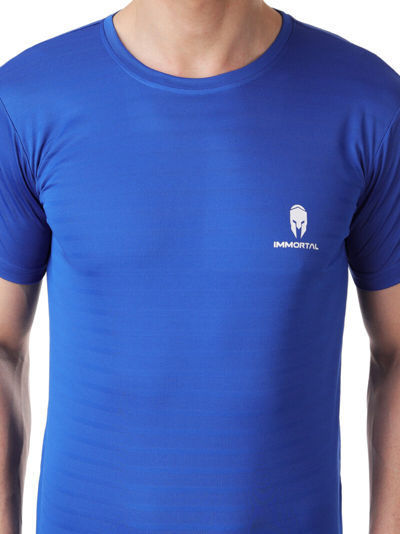 Immortal Royal Blue jacquard Dry-Fit T-shirt For Lean Physique - Image 7