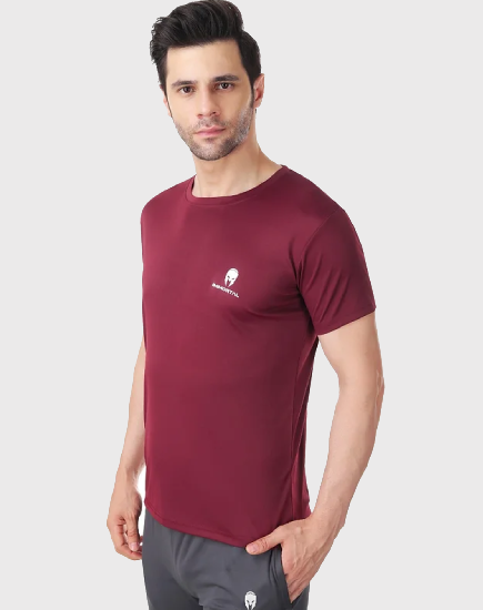 Immortal Maroon Dry-Fit T-shirt for Lean physique